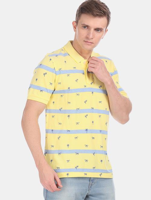 yellow printed polo t-shirt - 17632047 - Standard Image - 1