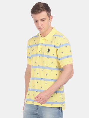 yellow printed polo t-shirt - 17632047 - Standard Image - 2