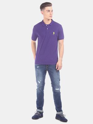 purple solid polo t-shirt - 17632056 - Standard Image - 4