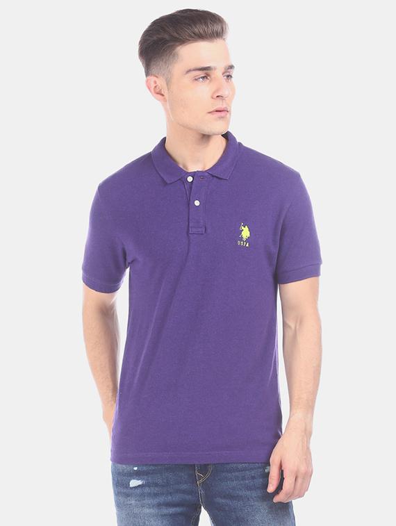 purple solid polo t-shirt - 17632056 - Zoom Image - 1