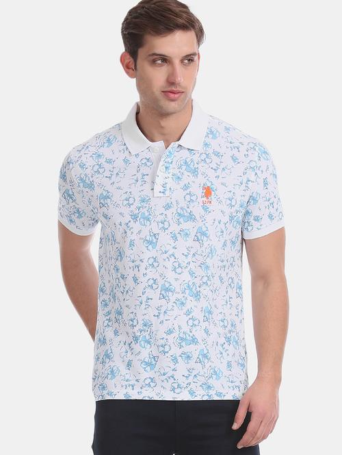 white floral polo t-shirt - 17632060 - Standard Image - 1