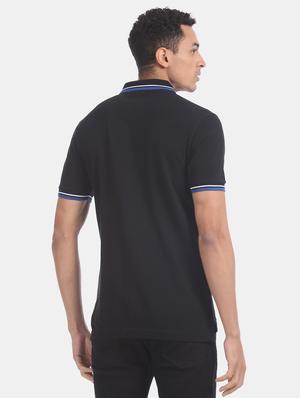 black solid polo t-shirt - 17632063 - Standard Image - 3
