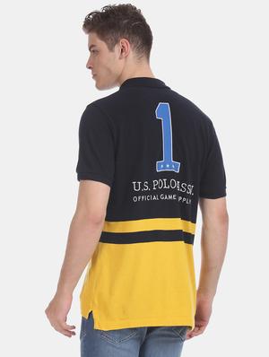 blue color block polo t-shirt - 17632072 - Standard Image - 3