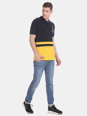 blue color block polo t-shirt - 17632072 - Standard Image - 4