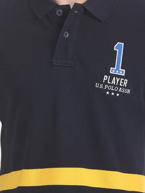 blue color block polo t-shirt - 17632072 - Standard Image - 5