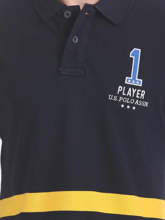 blue color block polo t-shirt - 17632072 - Zoom Image - 5