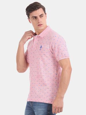 pink printed polo t-shirt - 17632074 - Standard Image - 2