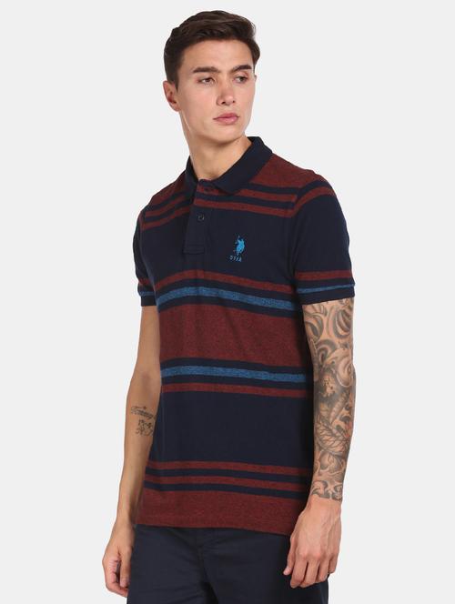 blue striped polo t-shirt - 17632076 - Standard Image - 1