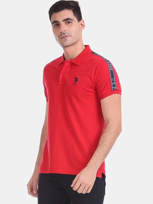 red solid polo t-shirt - 17632079 - Standard Image - 1