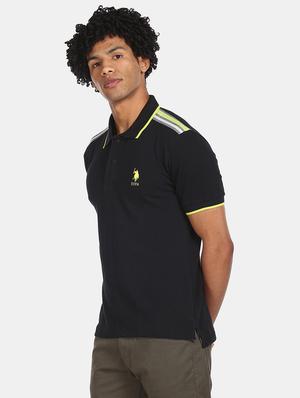black solid polo t-shirt - 17632087 - Standard Image - 2