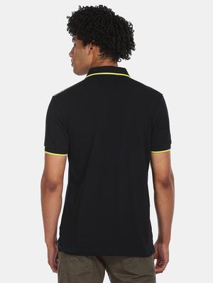 black solid polo t-shirt - 17632087 - Standard Image - 3