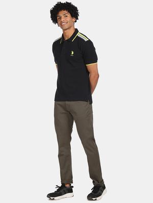 black solid polo t-shirt - 17632087 - Standard Image - 4