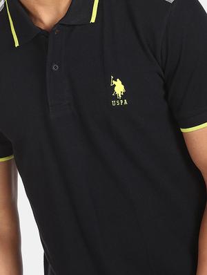 black solid polo t-shirt - 17632087 - Standard Image - 5