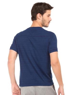 blue solid henley t-shirt - 17632105 - Standard Image - 3