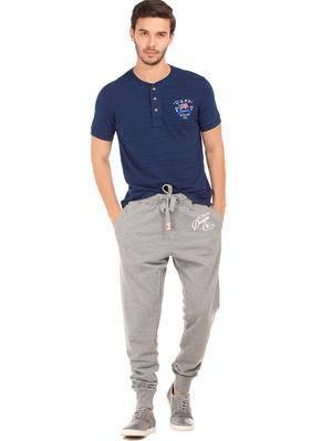 blue solid henley t-shirt - 17632105 - Standard Image - 4