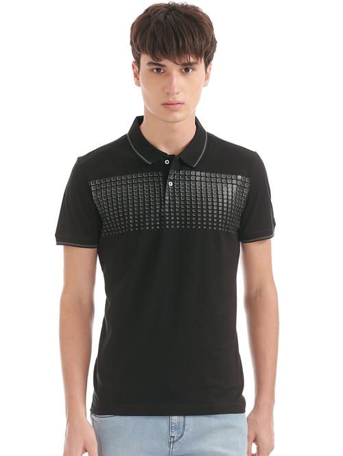 black chest print t-shirt - 17632259 - Standard Image - 1