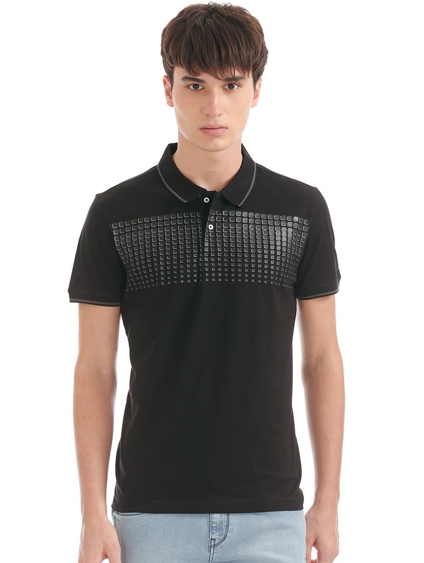 black chest print t-shirt - 17632259 - Zoom Image - 1