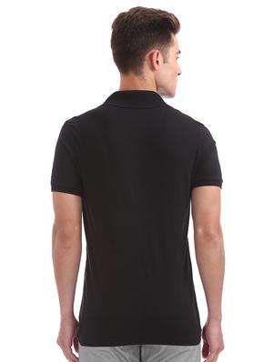 black solid polo t-shirt - 17632268 - Standard Image - 3