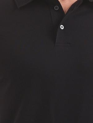 black solid polo t-shirt - 17632268 - Standard Image - 5