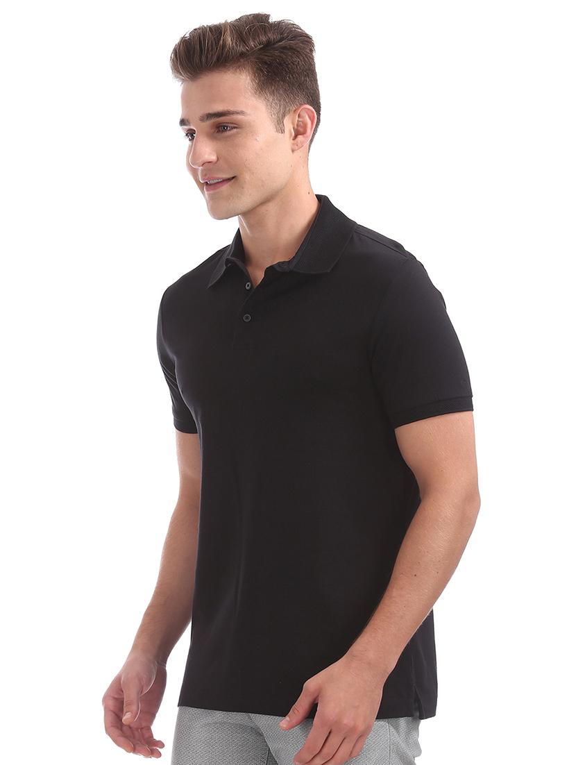 black solid polo t-shirt - 17632268 - Zoom Image - 2