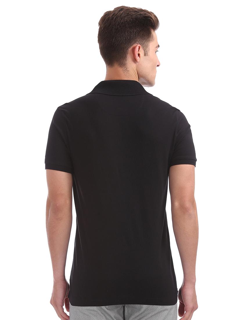 black solid polo t-shirt - 17632268 - Zoom Image - 3