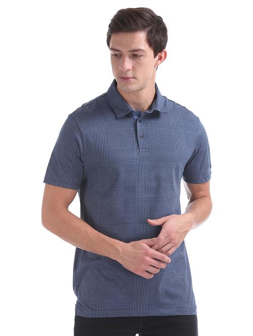 blue solid polo t-shirt - 17632284 - Standard Image - 1
