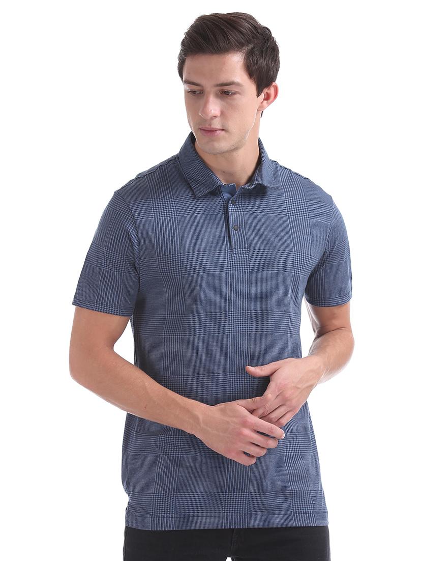 blue solid polo t-shirt - 17632284 - Zoom Image - 1