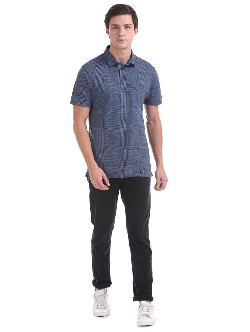 blue solid polo t-shirt - 17632284 - Zoom Image - 4