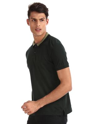 black solid polo t-shirt - 17632295 - Standard Image - 2