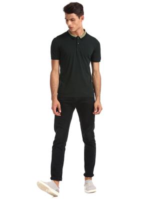 black solid polo t-shirt - 17632295 - Standard Image - 4