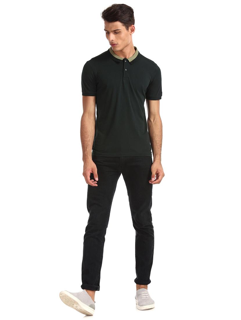 black solid polo t-shirt - 17632295 - Zoom Image - 4