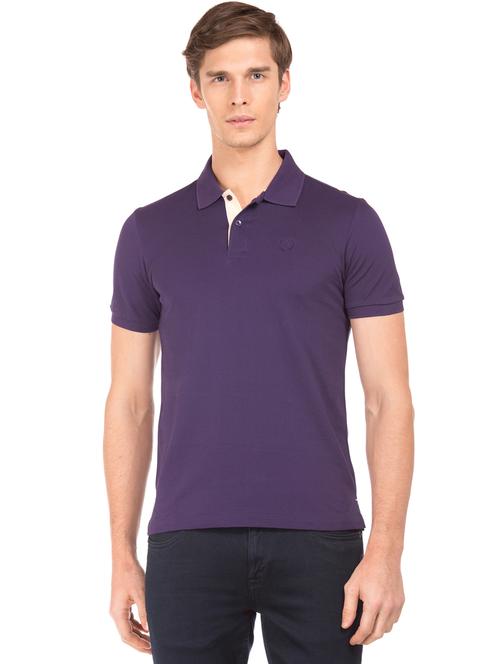 purple neck soli polo t-shirt - 17632352 - Standard Image - 1