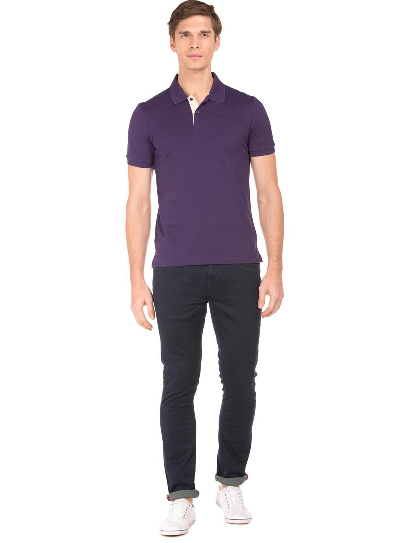 purple neck soli polo t-shirt - 17632352 - Zoom Image - 4