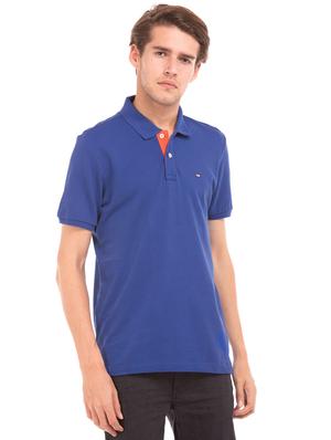 blue solid polo t-shirt - 17632372 - Standard Image - 2
