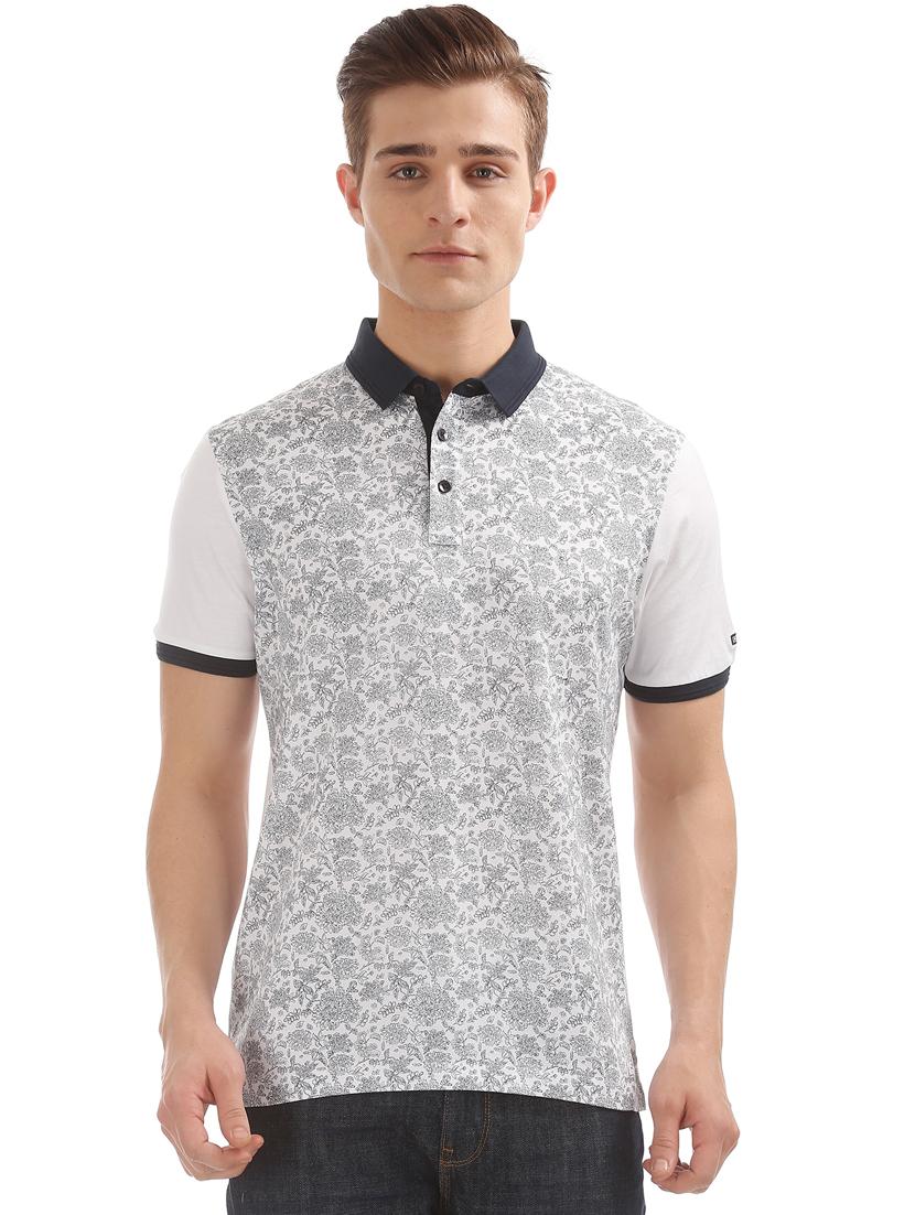 white floral polo t-shirt - 17632429 - Zoom Image - 1