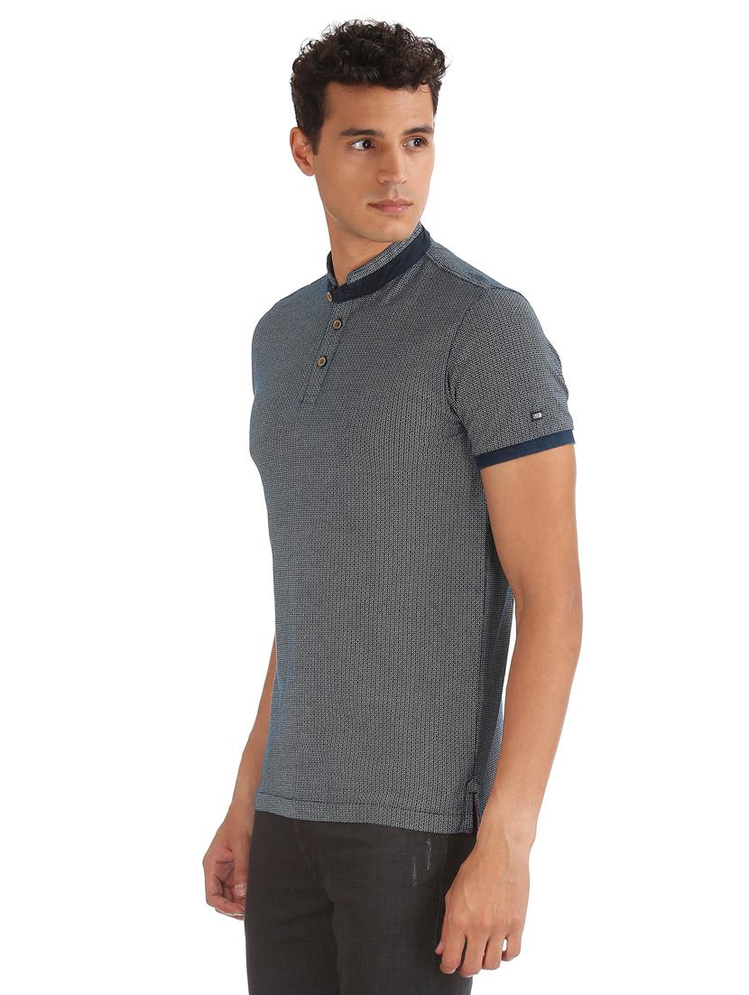 navy blue printed polo t-shirt - 17632430 - Zoom Image - 2