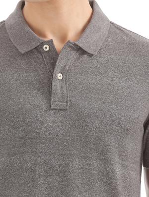 grey solid polo t-shirt - 17632432 - Standard Image - 5