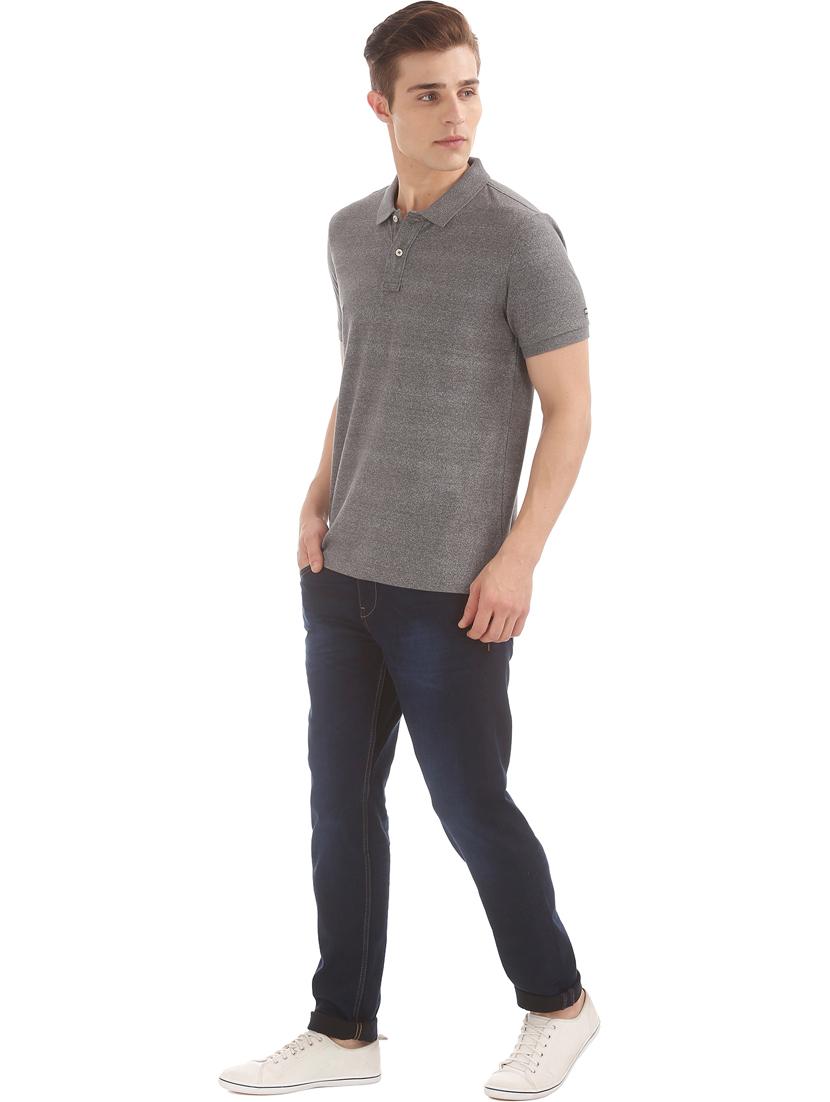 grey solid polo t-shirt - 17632432 - Zoom Image - 4
