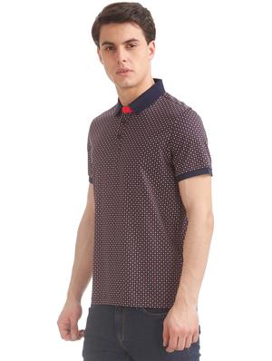 navy blue printed polo t-shirt - 17632435 - Standard Image - 2