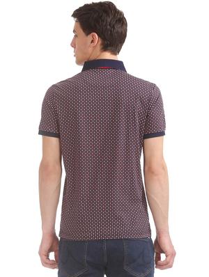 navy blue printed polo t-shirt - 17632435 - Standard Image - 3