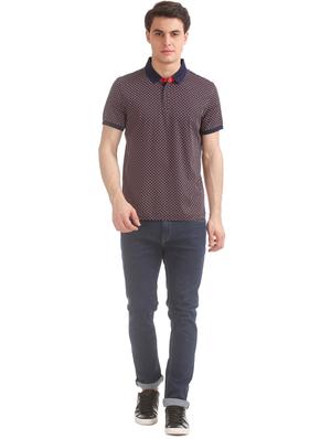 navy blue printed polo t-shirt - 17632435 - Standard Image - 4