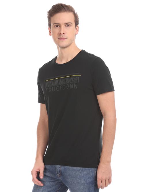 black chest print t-shirt - 17632464 - Standard Image - 1