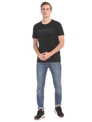 black chest print t-shirt - 17632464 - Standard Image - 4