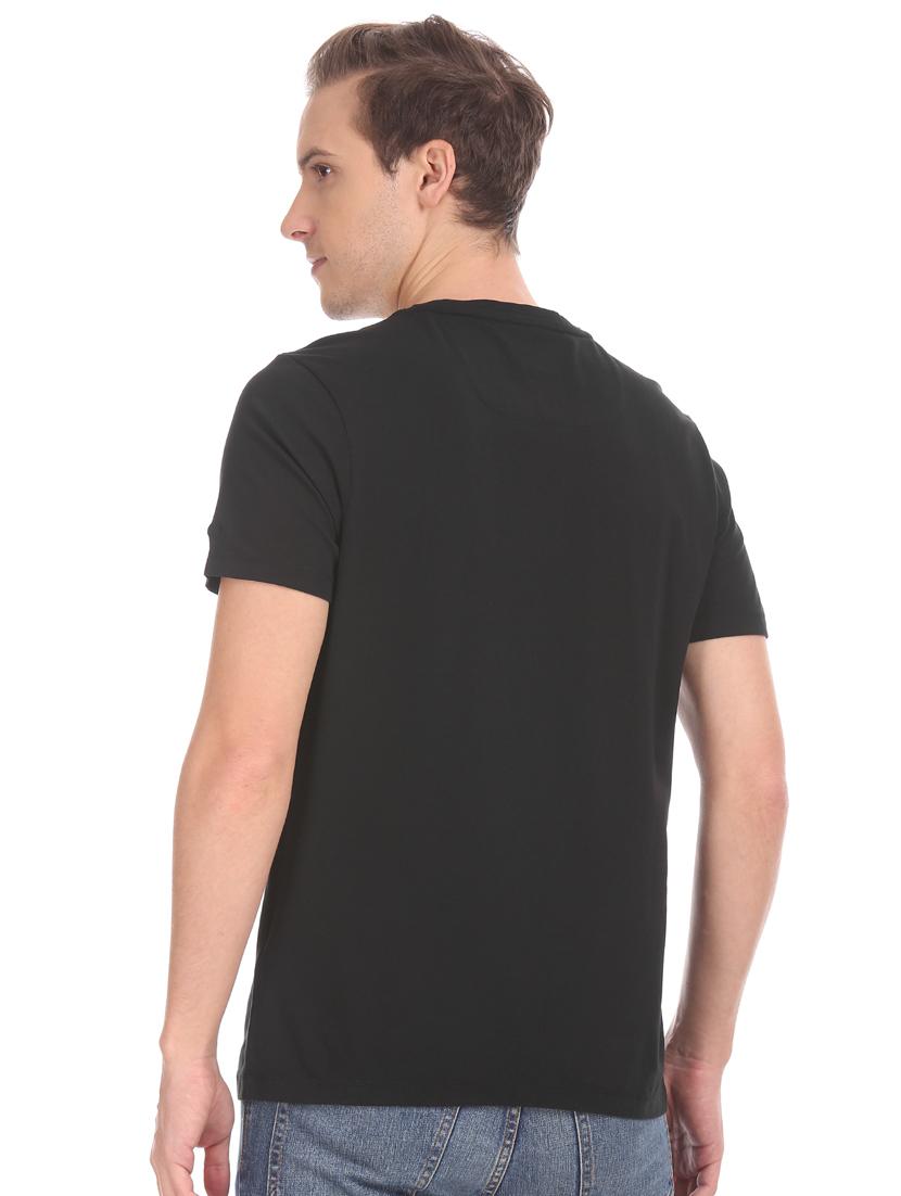 black chest print t-shirt - 17632464 - Zoom Image - 3