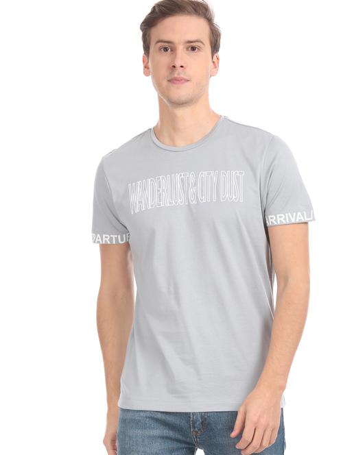 grey chest print t-shirt - 17632468 - Standard Image - 1