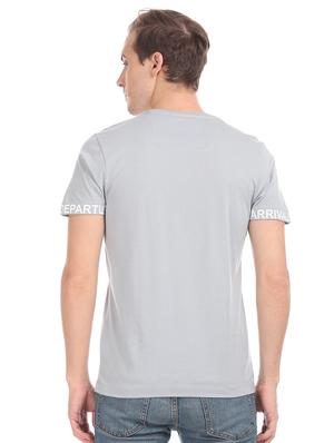 grey chest print t-shirt - 17632468 - Standard Image - 3