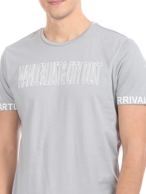 grey chest print t-shirt - 17632468 - Standard Image - 5