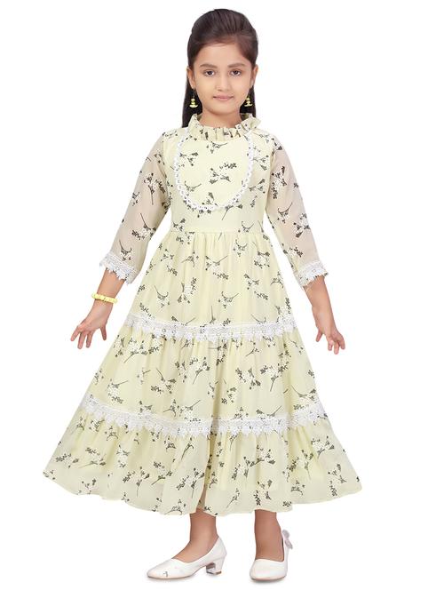 yellow floral party gown - 17632633 - Standard Image - 1