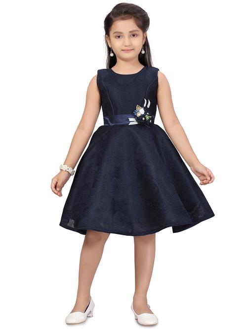 blue net tie back frock - 17632640 - Very Small Image - 1