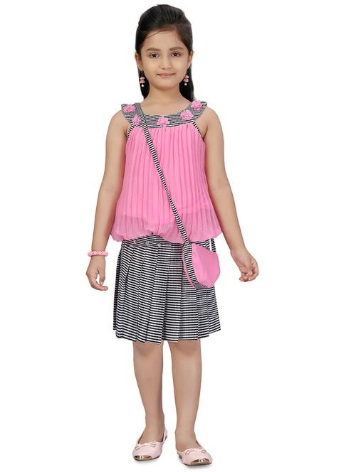 pink georgette skirt top twin sets - 17632646 - Standard Image - 1
